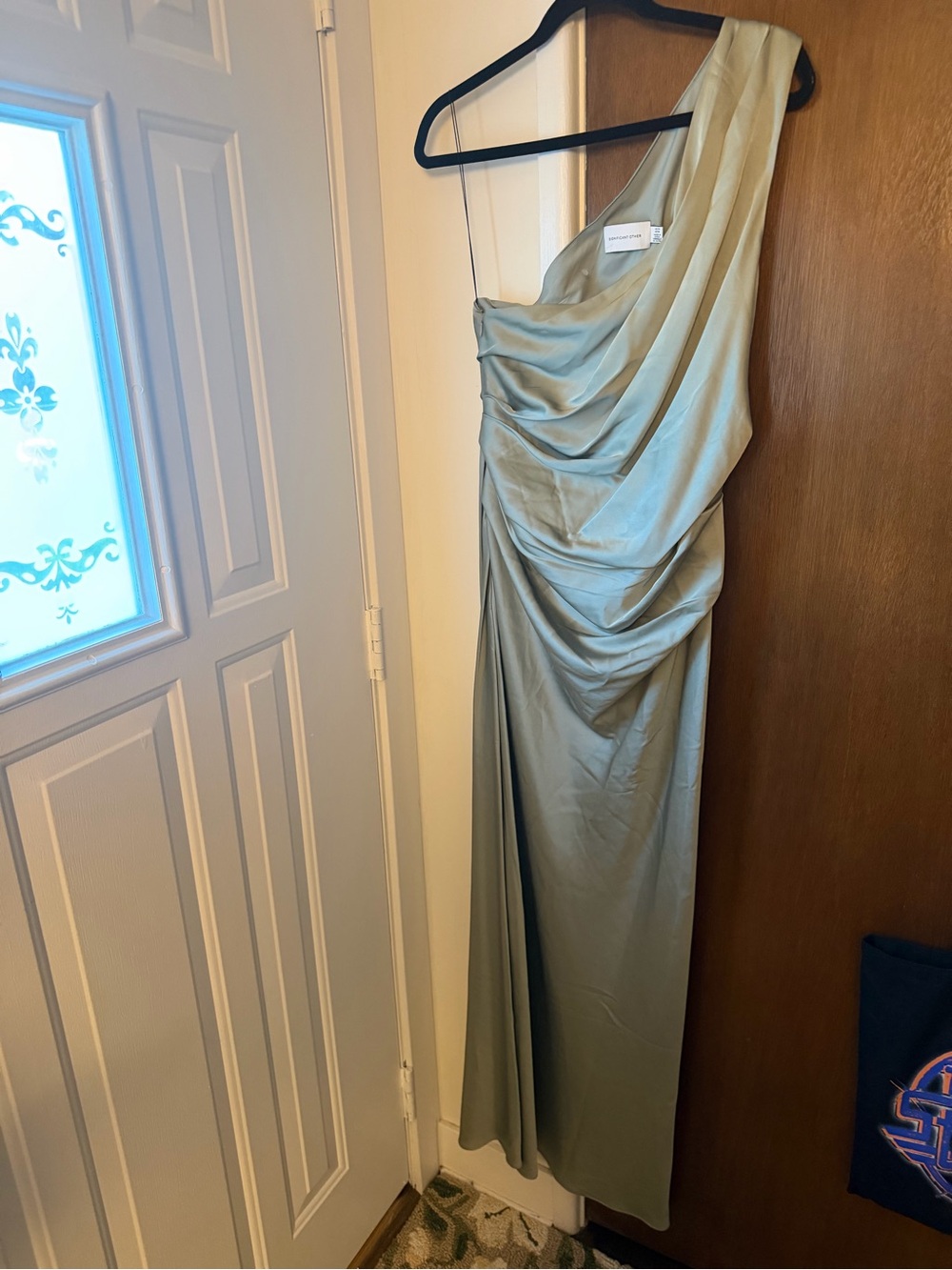Significant Other Angela One Shoulder Satin Gown Sage US 10 - Picture 4 of 5